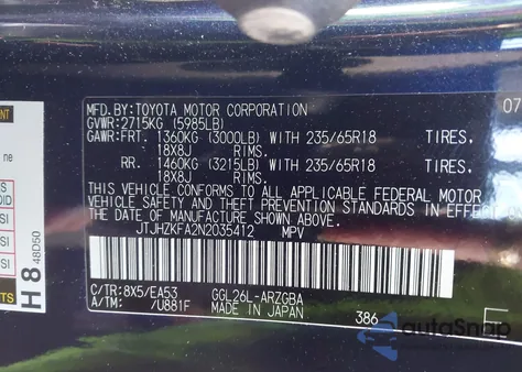 2022 Lexus Rx 350L z USA, uszkodzony, nr VIN JTJHZKFA2N2035412